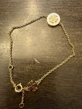 Tory Burch Gold Logo Charm Chain Necklace